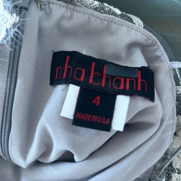 nha khanh lace Cocktail Dress Womens S 4 Mini Sleeveless Designer Tulle Floral - Picture 2 of 2